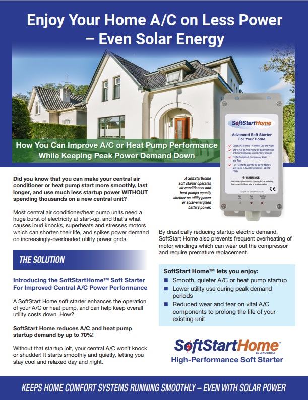 SoftStartHome Product sheet with solar power